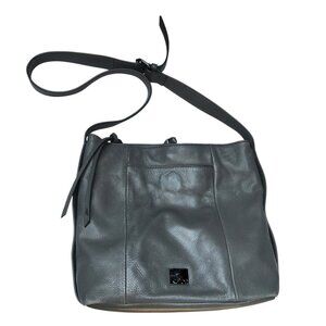 kooba platinum slate gray LEATHER shoulder cross body hand bag purse